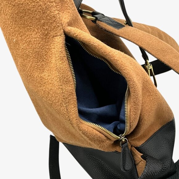 Ted Baker Cashed Fold Over Rucksack Backpack Camel Brown Black Laptop Sleeve - Picture 8 of 11